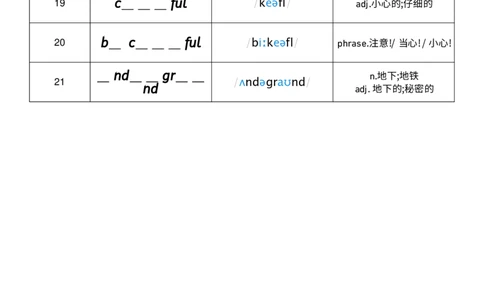 Unit6单词挖空练习_小学教辅2026新版+暑假衔接_《小学英语单词默写表》_外研版（三起）_3-6年级上册_2025秋四年级上册新教材单词默写_Unit6
