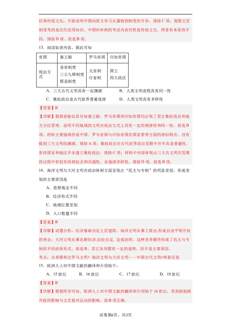 文化类热点-文明差异比较与交流借鉴-2023-2024学年高三历史二轮（专题训练）解析版_07高考历史_2024年新高考资料_2.2024二轮复习_2024届高三历史统编版二轮复习专项训练