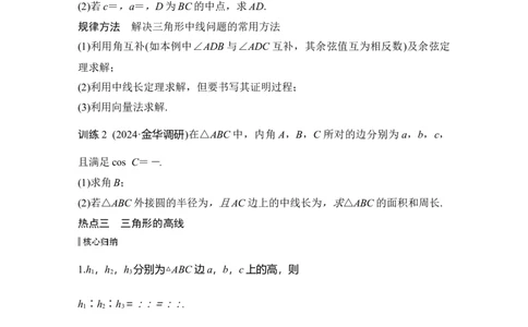 微专题14　三角形中的&ldquo;特征&rdquo;线_2025年新高考资料_二轮复习_2025届高考数学二轮复习课件+练习