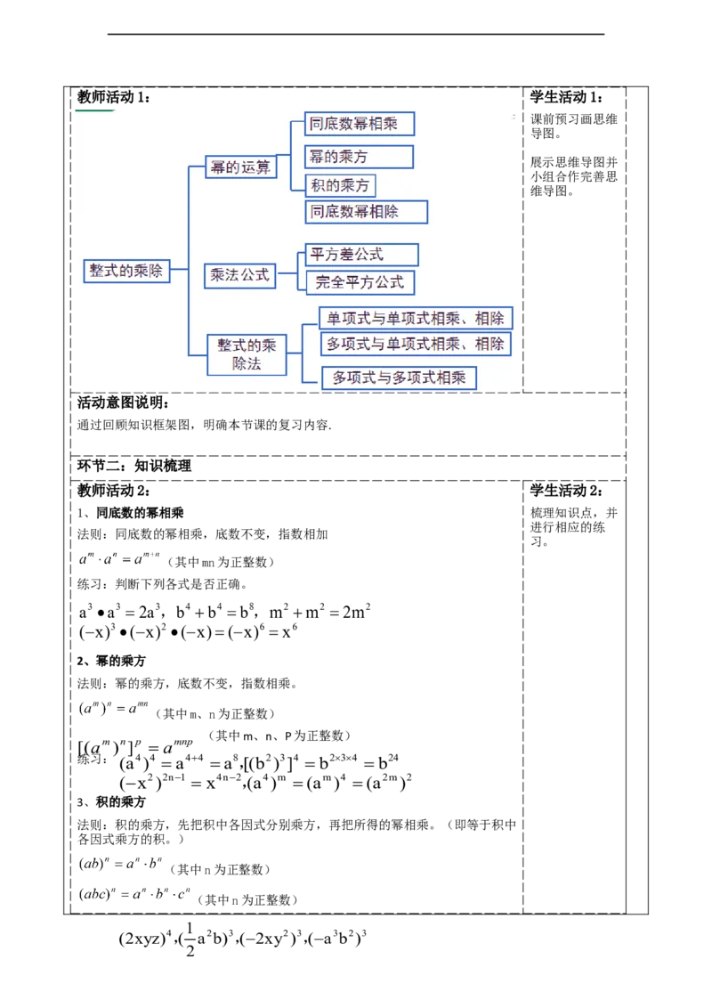 精12北师大版（2024）七年级数学下册第一章《整式的乘除》回顾与思考_北师大初中数学_7下-北师大版初中数学_7下-初中数学北师大版（2025春季新版）持续更新
