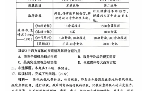 巴中市普通高中2023级&ldquo;一诊&rdquo;考试历史_全国高考模拟卷_2026年2月_260202四川省巴中市普通高中2023级&ldquo;一诊&rdquo;考试（巴中一诊）（全科）