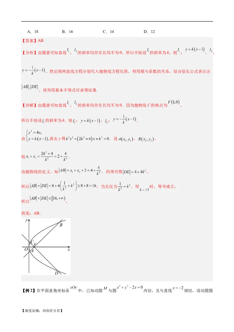 微考点6-5利用二级结论秒杀抛物线中的选填题（解析版）_02高考数学_新高考复习资料_2024年新高考资料_二轮复习资料_分层练_教师版（含答案解析）