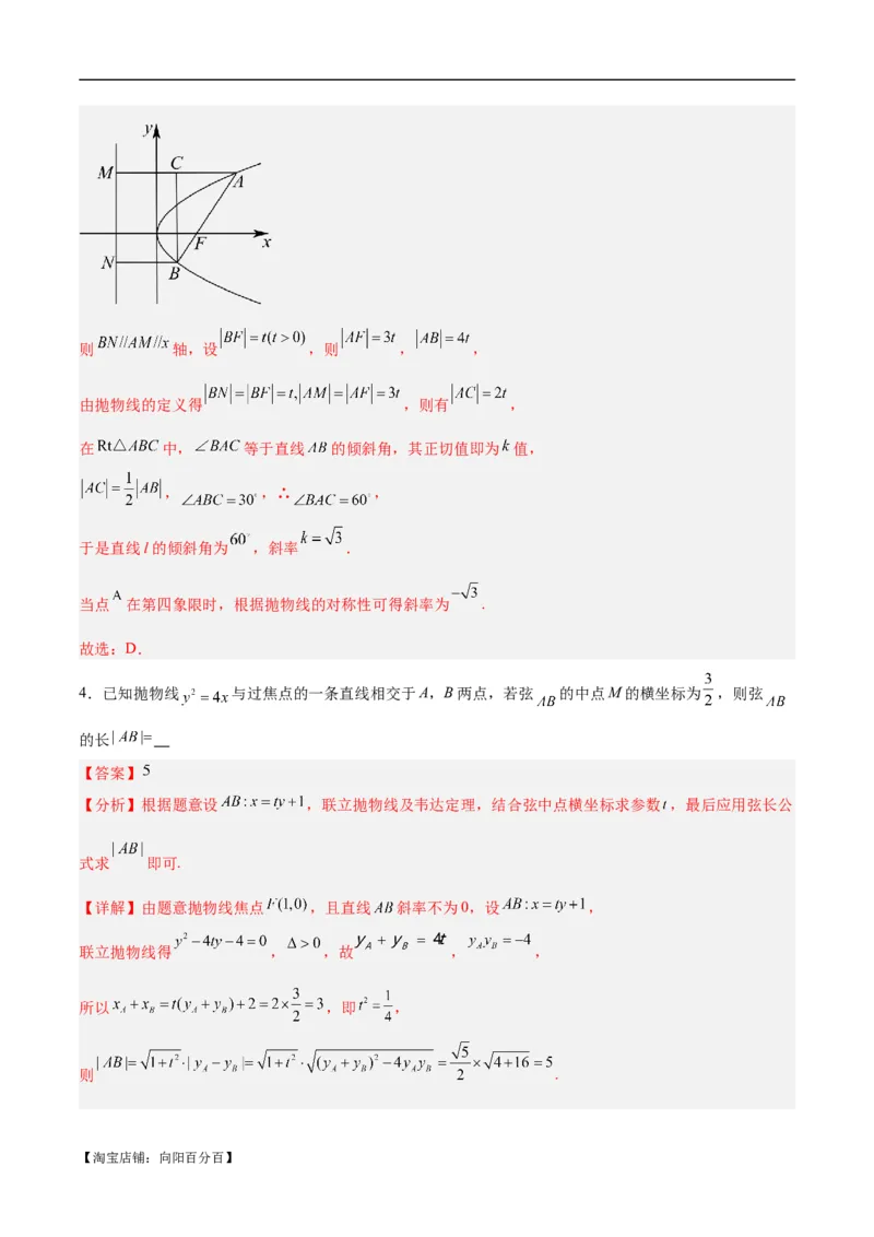 微考点6-5利用二级结论秒杀抛物线中的选填题（解析版）_02高考数学_新高考复习资料_2024年新高考资料_二轮复习资料_分层练_教师版（含答案解析）