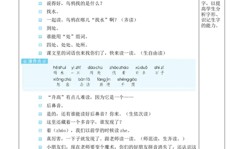 9乌鸦喝水教案_25秋1-6年级语文上册课件教案_25秋统编版语文一年级上册_统编版语文一年级上册教学资源包（25秋状元大课堂）_2.1语上教案_8.第八单元