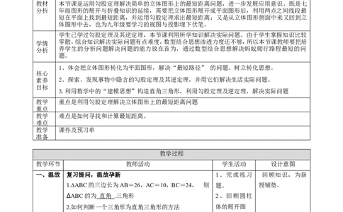 精5北师大版（2024）八年级数学上册第一章《勾股定理》解决问题的策略.反思教学设计_北师大初中数学_8上-北师大版初中数学_初中数学北师大8上-2025秋季新版_第二套推荐25