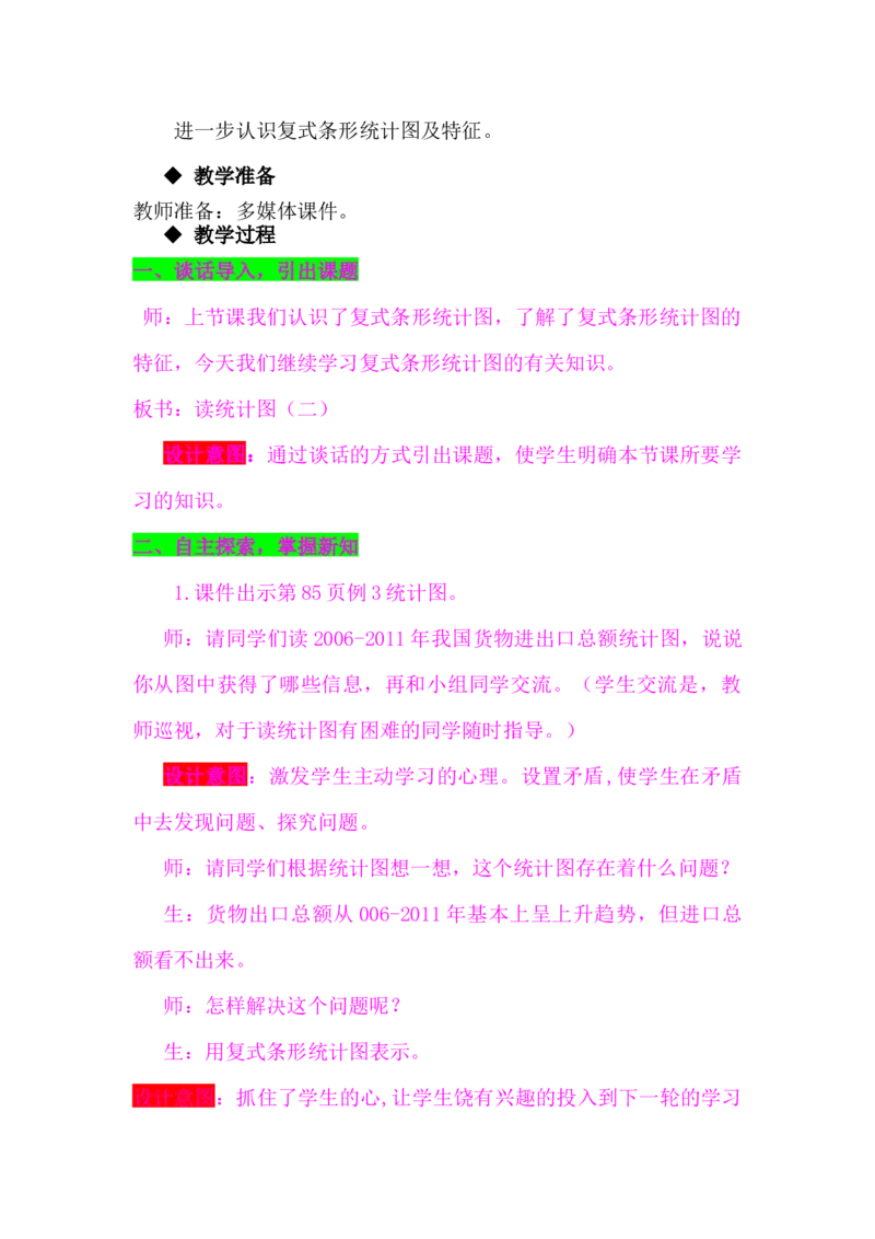 7.2.2读统计图（二）_小学1-6年级常用的上册资源汇总_四年级上册资料(1)_4年级下册教学资源包教案+学案_第七单元复式条形统计图（教案+学案）_教案