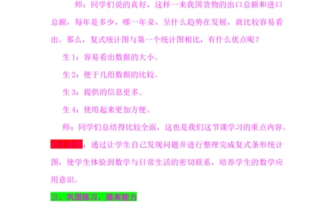 7.2.2读统计图（二）_小学1-6年级常用的上册资源汇总_四年级上册资料(1)_4年级下册教学资源包教案+学案_第七单元复式条形统计图（教案+学案）_教案