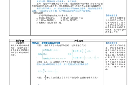 素养目标2.1.1有理数教案（表格式）2024-2025学年北师大数学七年级上册_北师大初中数学_7上-北师大版初中数学_7上-初中数学北师大（2024新版）持续更新_04教案