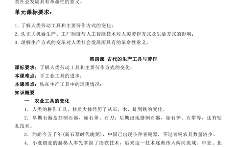 新教材第二单元生产工具和劳作方式-高中历史选择性必修2&middot;经济与社会生活知识纲要_07高考历史_新高考复习资料_2022年新高考复习资料_2022新版教材知识点