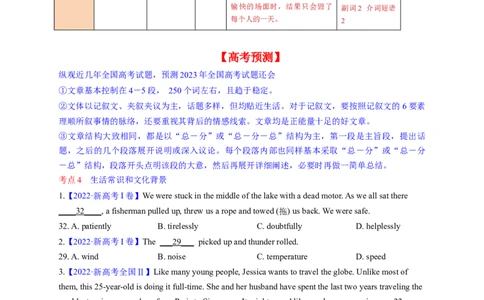 完形填空解密04生活常识和文化背景（讲义-高频考点解密2023年高考英语二轮复习讲义+分层训练（新高考专用）（学生版）_03高考英语_新高考复习资料_2023年新高考资料_二轮复习