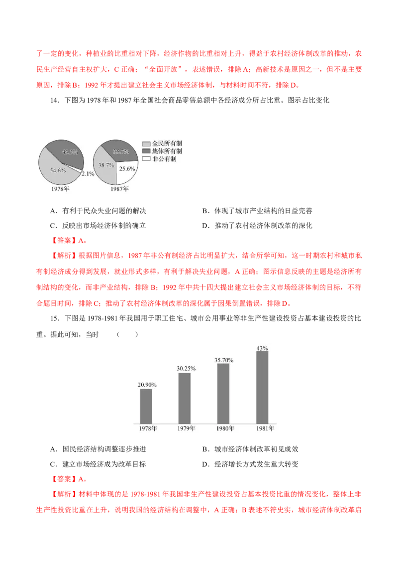 押江苏卷第10题1956~至今：中国社会主义制度建立至今（原卷版）_07高考历史_2024年新高考资料_52024三轮冲刺_备战2024年高考历史临考题号押题（江苏专用）323111722