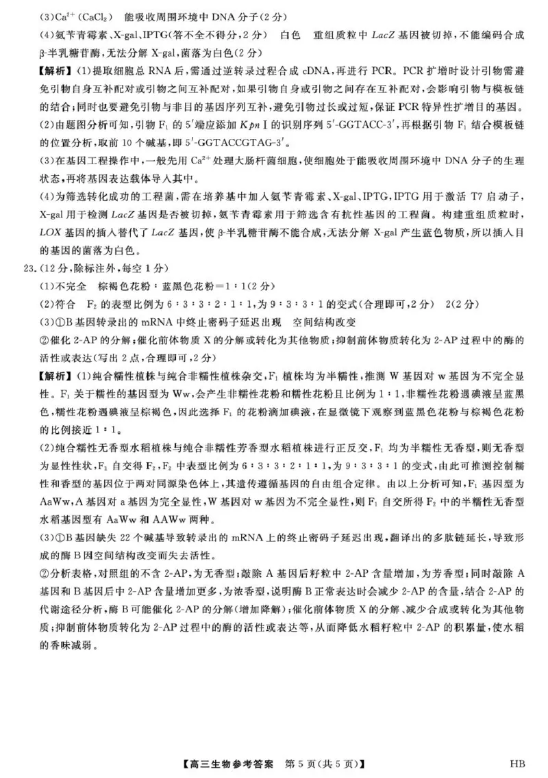 26074C-HB-详解版答案-生物_全国高考模拟卷_2026年2月_260203河北省2026年高三2月份金科大联考（全科）_河北高三上学期金科联考二月份生物试卷（含答案）