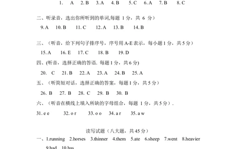 （小升初分班考试）2023年小升初英语（新初一）名校入学分班考试检测卷二（人教PEP版）参考答案_北京小升初全套文件_英语