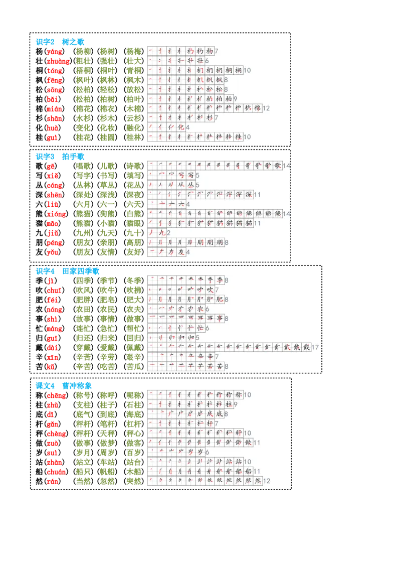 8-23二上生字笔顺组词24新(高清无水印)(1)_小学1-6年级常用的上册资源汇总_二年级上册资料(1)