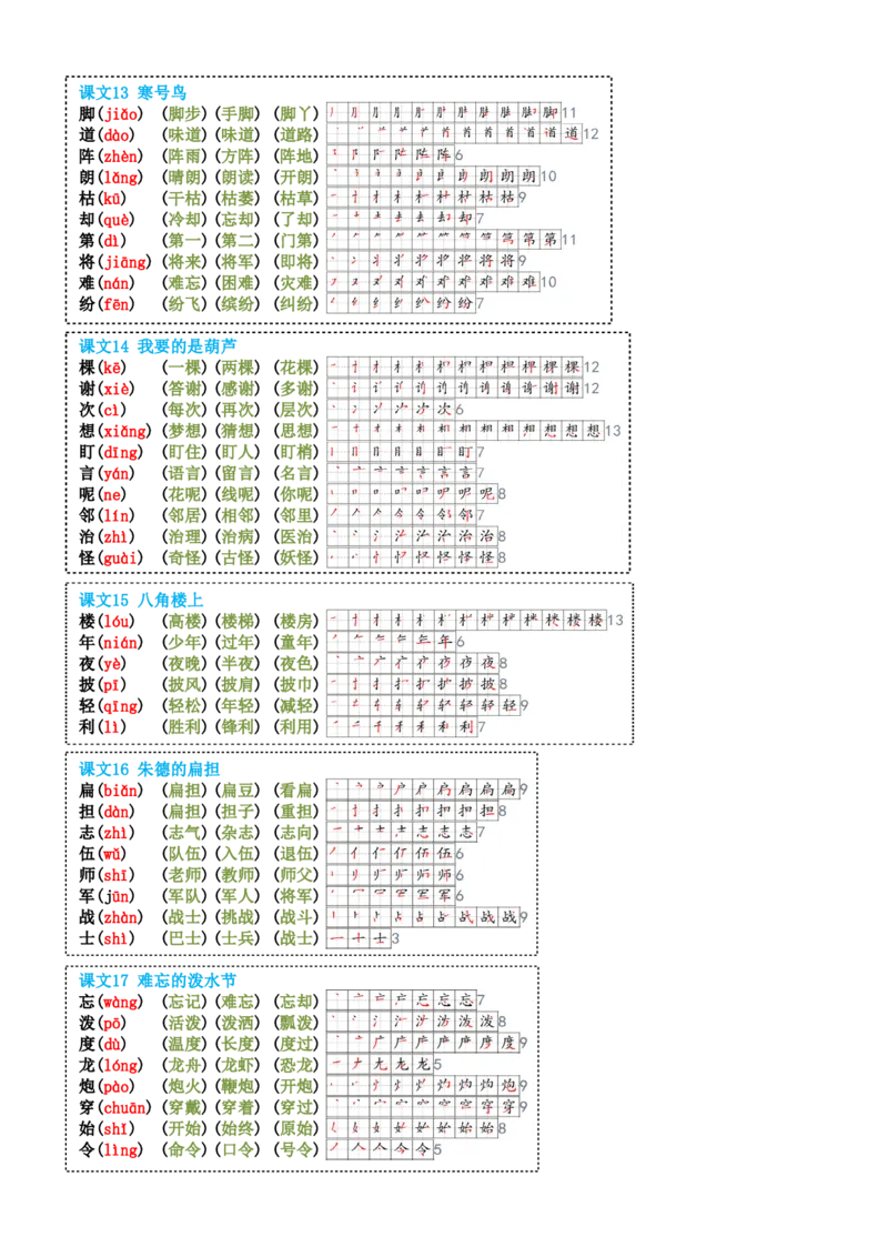 8-23二上生字笔顺组词24新(高清无水印)(1)_小学1-6年级常用的上册资源汇总_二年级上册资料(1)