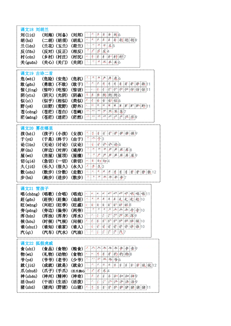 8-23二上生字笔顺组词24新(高清无水印)(1)_小学1-6年级常用的上册资源汇总_二年级上册资料(1)