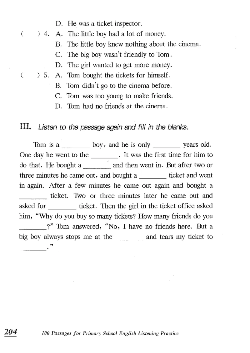 小学英语听力训练100篇_北京小升初全套文件_英语_赠送小学英语听力训练100篇