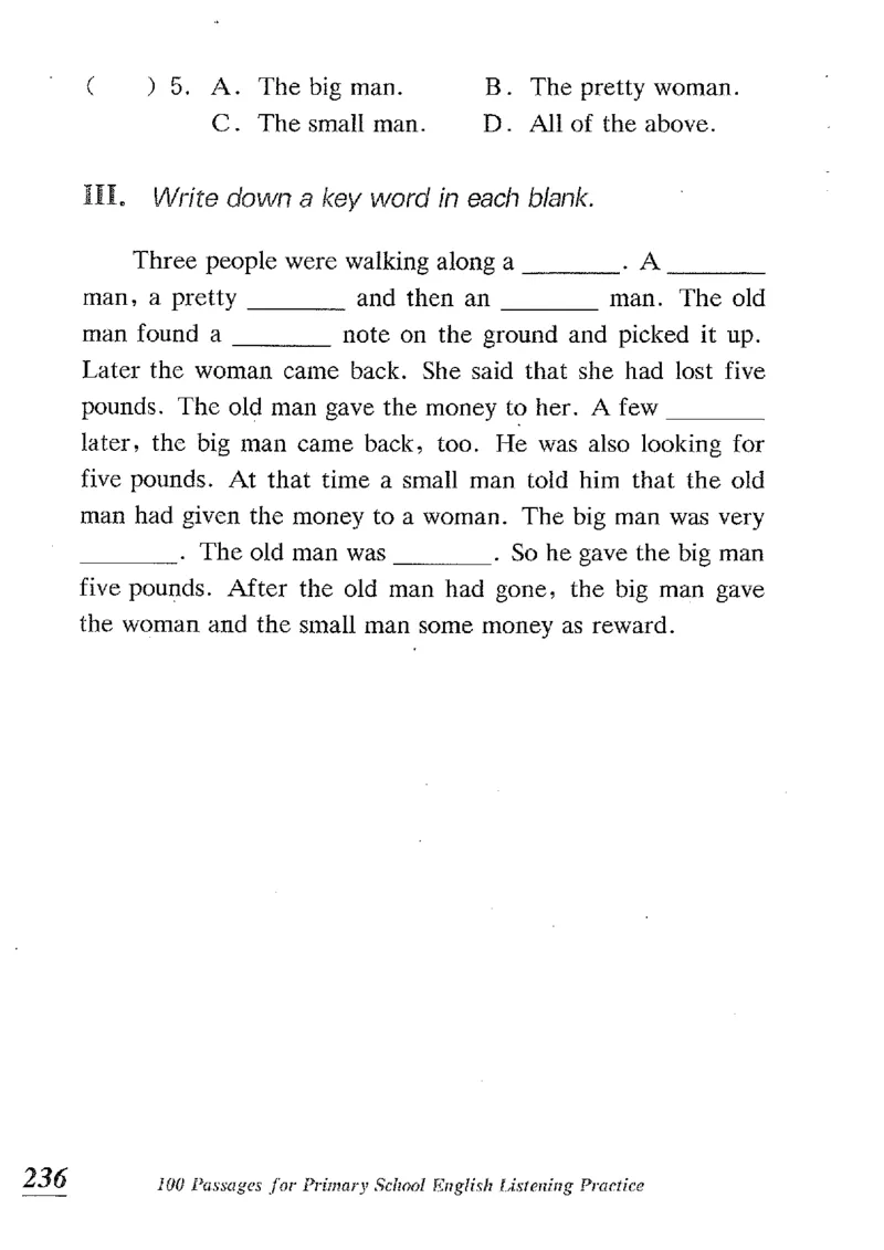 小学英语听力训练100篇_北京小升初全套文件_英语_赠送小学英语听力训练100篇