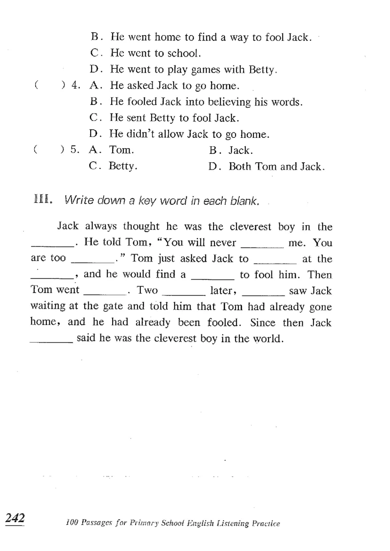 小学英语听力训练100篇_北京小升初全套文件_英语_赠送小学英语听力训练100篇