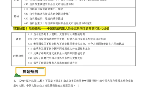 押第10题社会主义现代化建设新时期：改革开放与中国特色社会主义道路（解析版）_07高考历史_2024年新高考资料_52024三轮冲刺