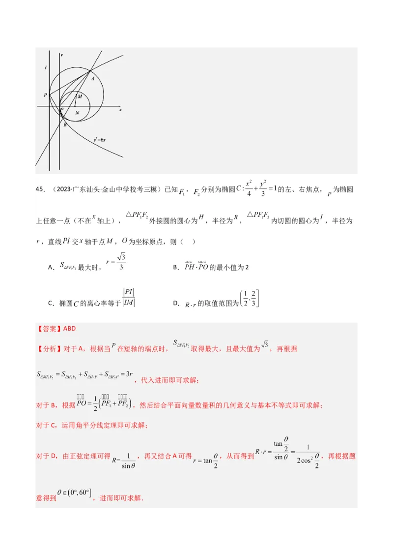 冲刺2024年高考&mdash;专题五解析几何多选题专练六十题（解析版）_02高考数学_2024年新高考资料_3.2024专项复习_满分冲刺2024年高考数学多选题分类必刷题（新高考专用）