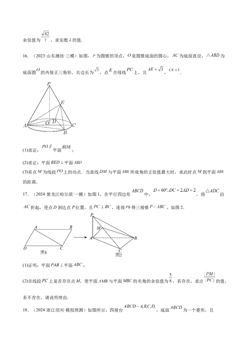 特训11空间向量与立体几何动态问题（四大题型）（原卷版）_2025年新高考资料_一轮复习_2025年高考数学一轮复习《重难点题型与知识梳理&bull;高分突破》（新高考专用）