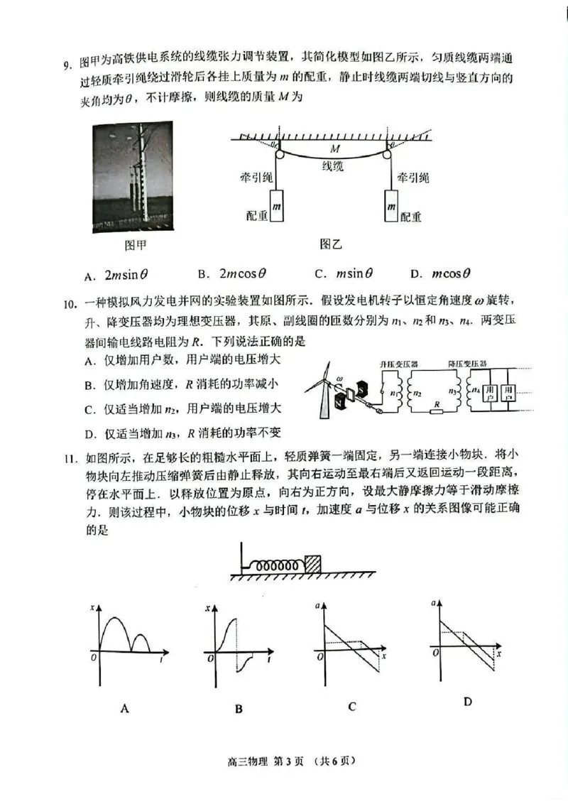 江苏省苏州市2025-2026学年高三上学期期末考试物理试卷（含答案）_全国高考模拟卷_2026年2月_260206江苏省苏州市2025-2026学年高三上学期期末考试（苏州零模）（全科）