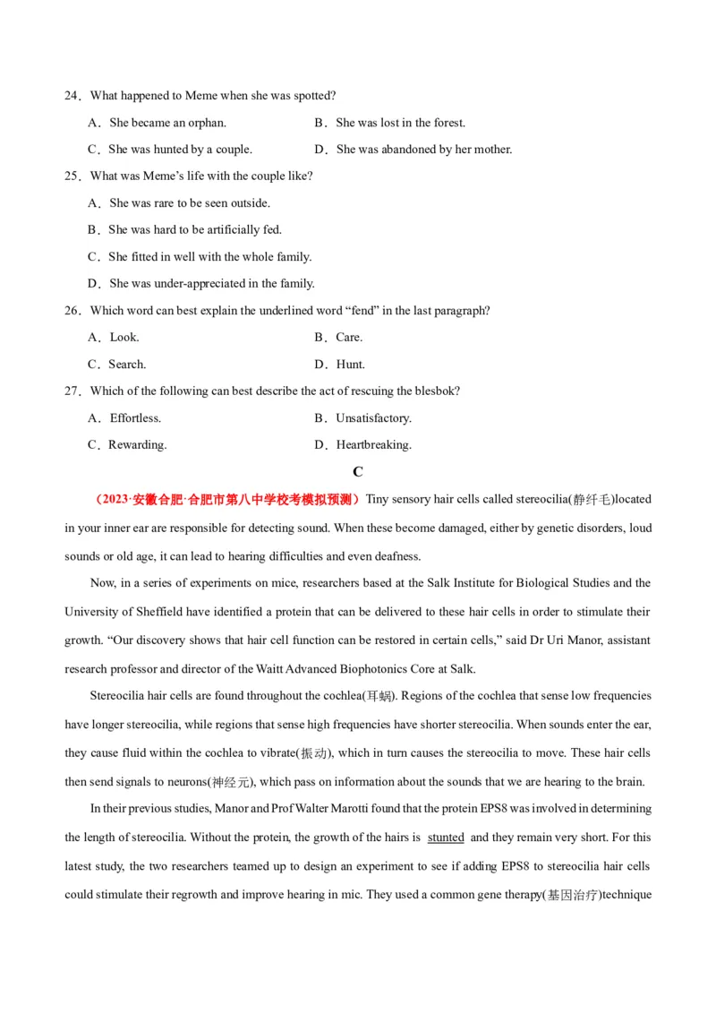 新高考II卷01（含听力）-2024年高考英语一轮复习测试卷（解析版）_03高考英语_2024年新高考资料_1.2024一轮复习_2024年高考英语一轮复习测试卷