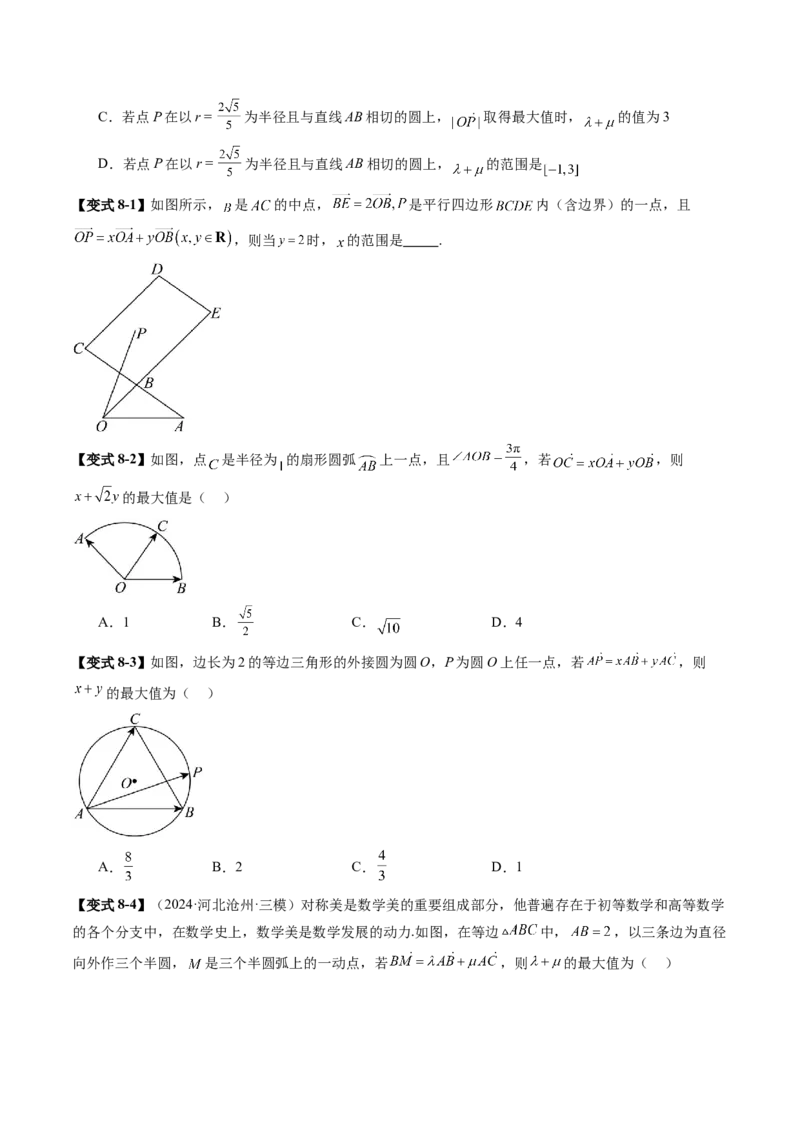 拔高点突破01一网打尽平面向量中的范围与最值问题（十大题型）（原卷版）_2025年新高考资料_一轮复习_2025年高考数学一轮复习讲练测（新教材新高考，含2024高考真题）