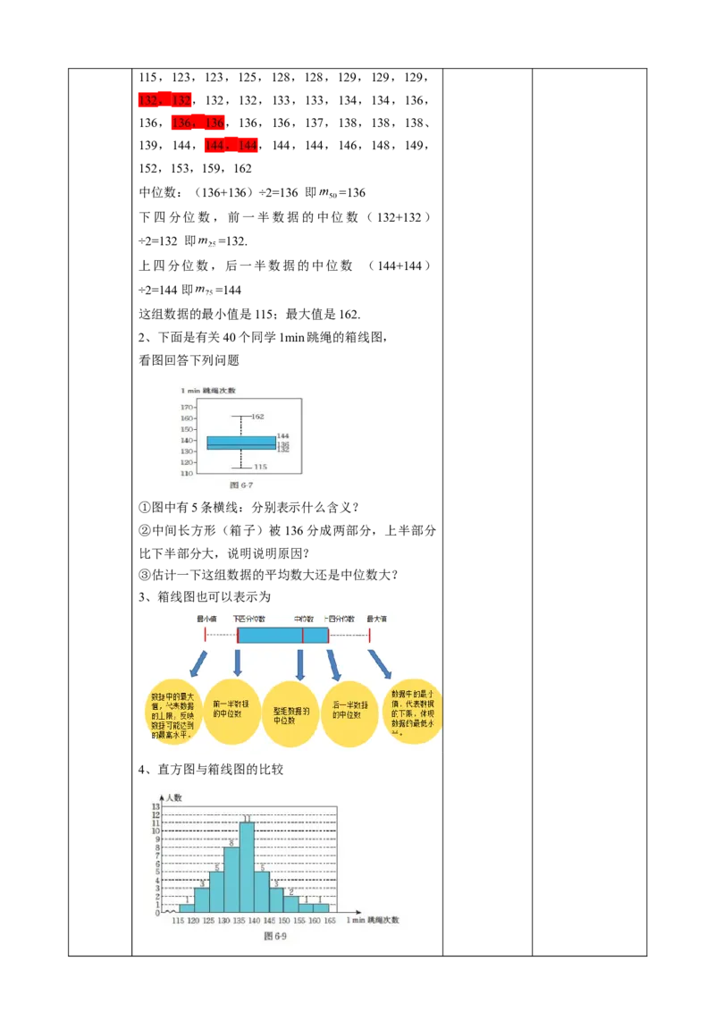 精3北师大版（2024）八年级数学上册第六章《数据的分析》6.2中位数与箱线图教学设计_北师大初中数学_8上-北师大版初中数学_初中数学北师大8上-2025秋季新版_第二套推荐25