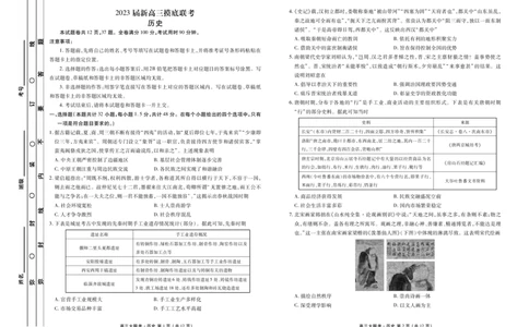 新高三摸底联考历史正文_07高考历史_历史高考模拟题_旧高考_2023年_2023衡水金卷高三联考（老高考）历史