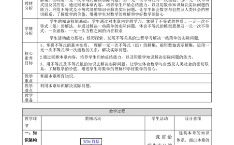 精9北师大版（2024）八下《不等式与不等式组》回顾与方式教学设计_北师大初中数学_8下-北师大版初中数学_2026春新版_第二套-东方