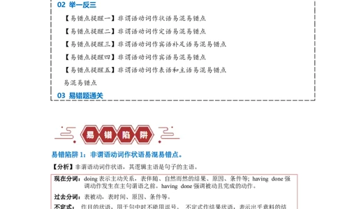 易错点08非谓语动词（5大陷阱）-备战2024年高考英语考试易错题（原卷版）_03高考英语_新高考复习资料_2024年新高考资料_专项复习资料