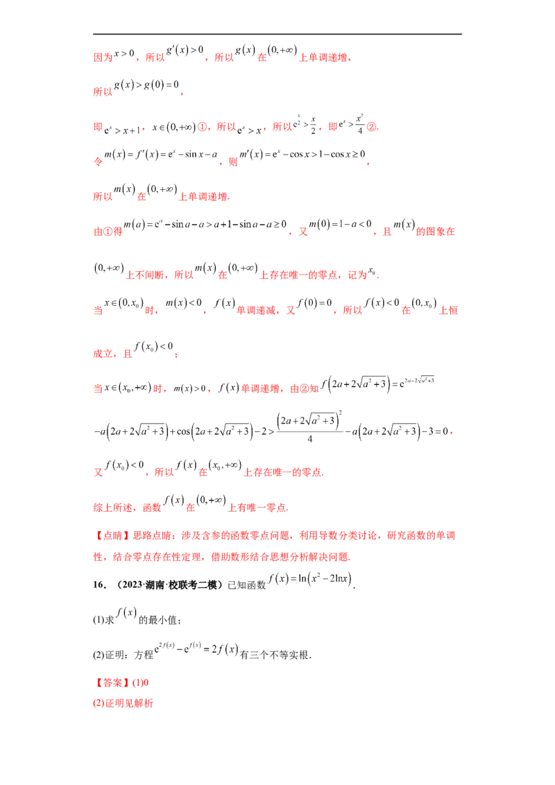 专题06首届新高考-导数大题综合-冲刺双一流之大题必刷备战2024年高考数学冲刺双一流之大题必刷满分冲刺（首届新高考江西、广西、贵州、甘肃专用）解析版_全国高考模拟卷