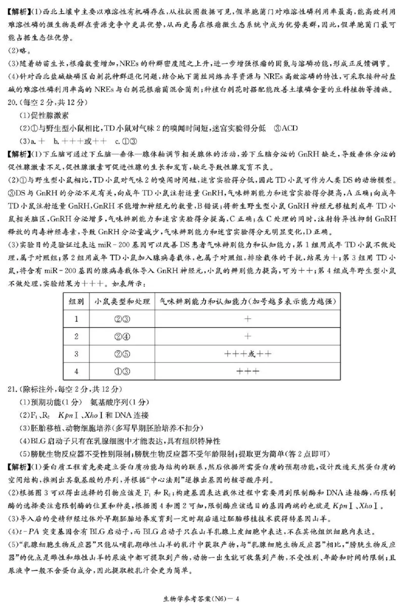 长郡中学2026届高三月考试卷（六）生物答案_全国高考模拟卷_2026年2月_260212湖南省长沙市长郡中学2026届高三年级月考（六）（全科）