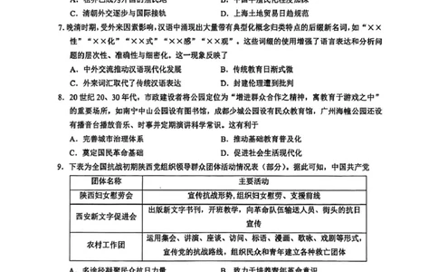 河池市2025秋季学期高三历史期末学业水平检测试卷、参考答案河池市2025秋季学期高三历史期末学业水平检测试卷_全国高考模拟卷_2026年2月