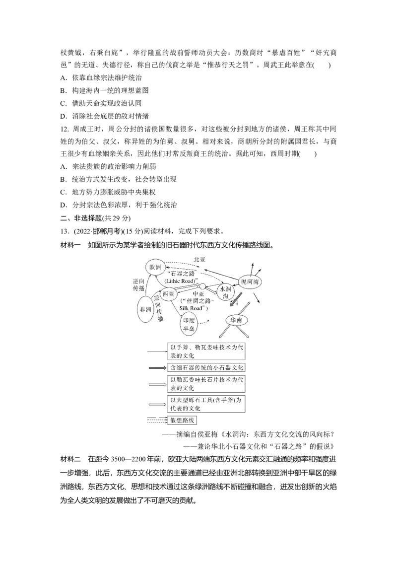 板块1第1单元训练1　中华文明的起源与早期国家_07高考历史_2024年新高考资料_1.2024一轮复习_2024年高考历史一轮复习讲义（部编版）_学生版在此文件夹_学生用书Word版文档_一轮复习64练