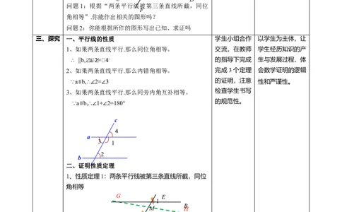 精5北师大版（2024）八年级数学上册第七章《证明》7.3平行线的证明（性质定理）课时计划_北师大初中数学_8上-北师大版初中数学_初中数学北师大8上-2025秋季新版_第二套推荐25