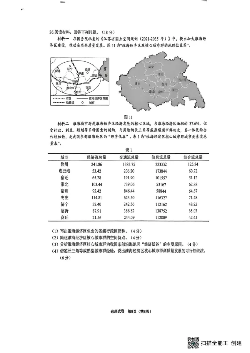 江苏省镇江市2025_2026学年第一学期高三零模地理试题（含答案）_全国高考模拟卷_2026年2月_260204江苏省镇江市2025-2026学年第一学期高三零模