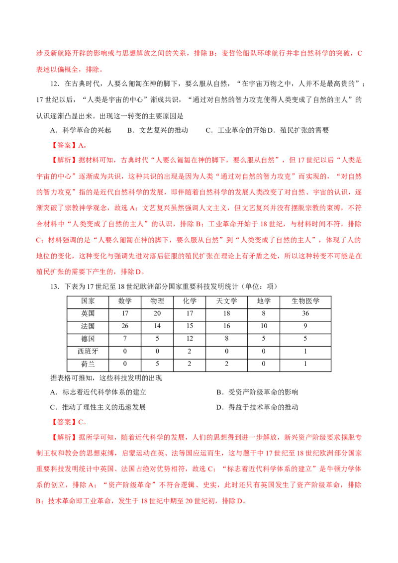 押江苏卷第13题新航路开辟及近代思想解放运动（解析版）_07高考历史_2024年新高考资料_52024三轮冲刺_备战2024年高考历史临考题号押题（江苏专用）323111722