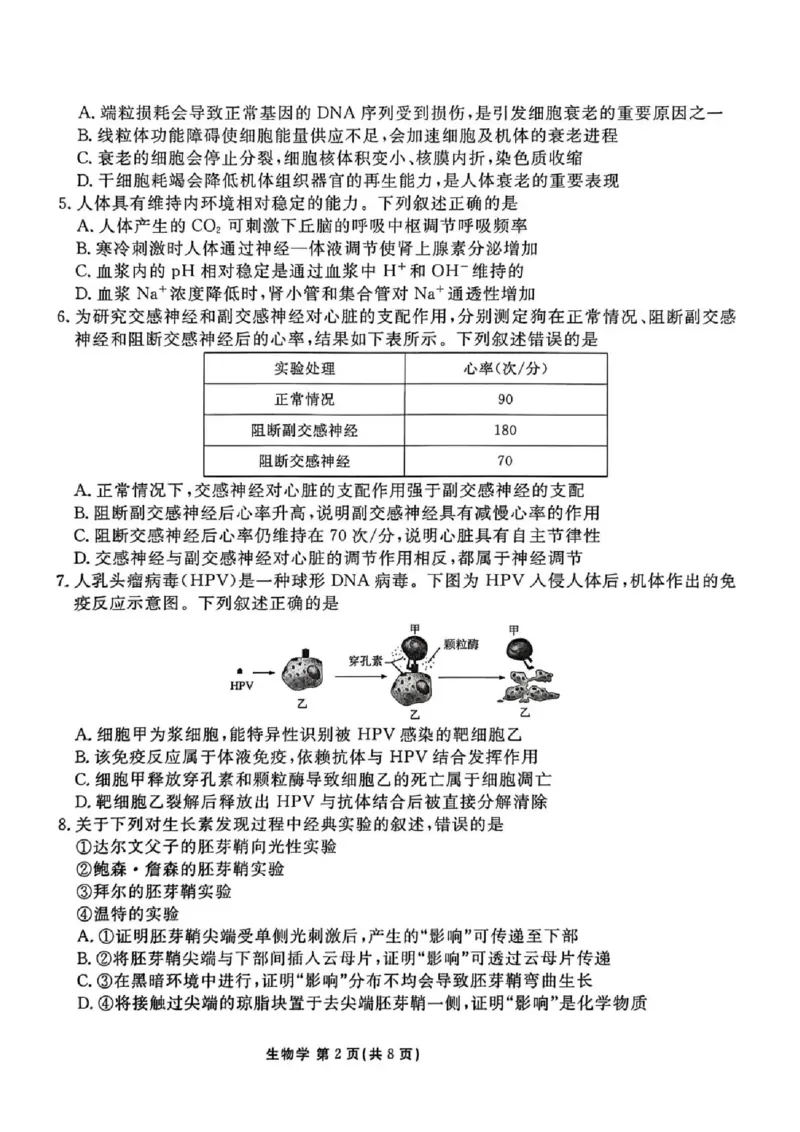 陕西省衡水金卷2026届高三上学期2月联考生物_全国高考模拟卷_2026年2月_260211陕西省衡水金卷2026届高三上学期2月联考（全科）