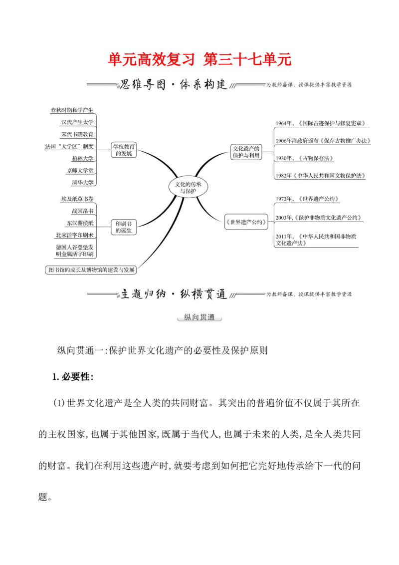 单元整合_07高考历史_新高考复习资料_2022年新高考复习资料_2022届一轮复习讲练结合7.11更新_系列1_第三十七单元文化的传承与保护
