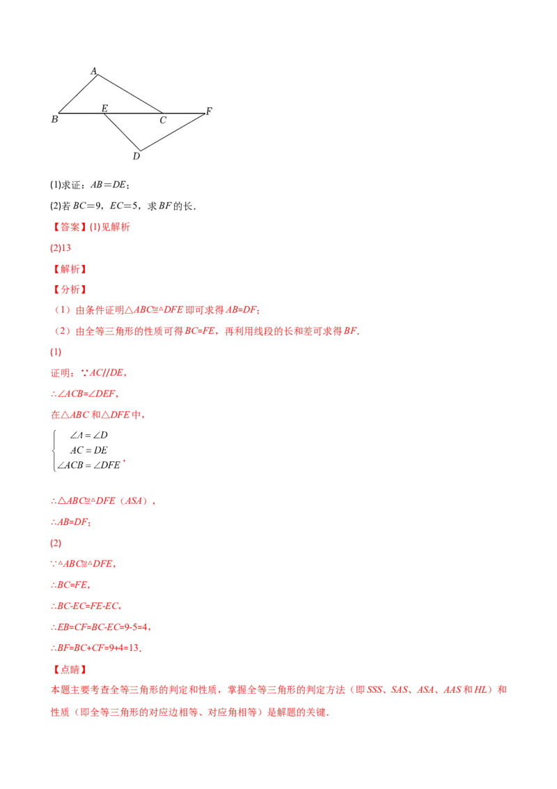 重点突围专题08全等三角形的判定与性质（解析版）-七年级数学下册期中期末综合复习专题提优训练（北师大版）_北师大初中数学_7下-北师大版初中数学_06专项讲练