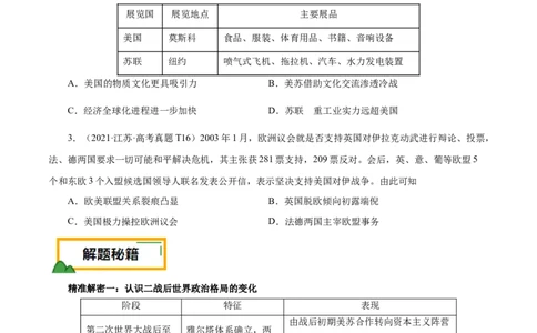 押江苏卷第16题二战后的世界（原卷版）_07高考历史_2024年新高考资料_52024三轮冲刺_备战2024年高考历史临考题号押题（江苏专用）323111722
