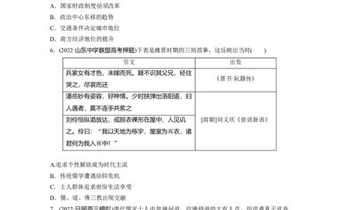 板块1第2单元训练7　魏晋至隋唐的经济与文化_07高考历史_2024年新高考资料_1.2024一轮复习_2024年高考历史一轮复习讲义（部编版）_学生版在此文件夹_学生用书Word版文档_一轮复习64练