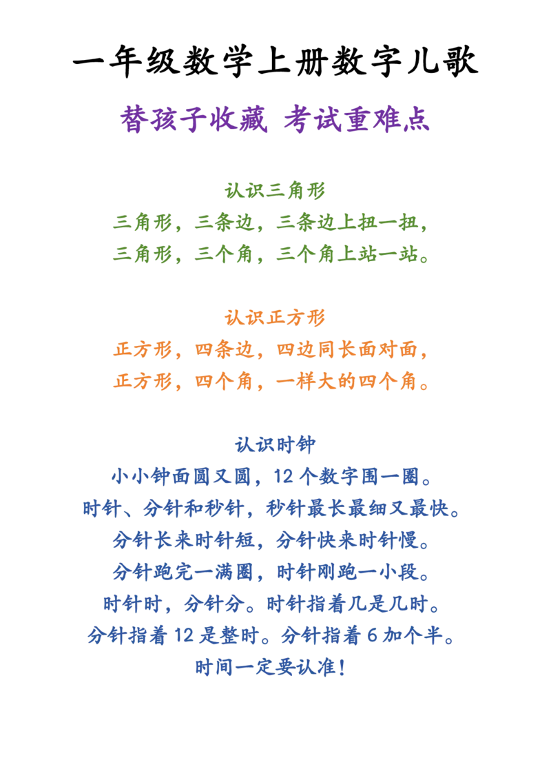 一年级上册期末数学必会知识(2)_小学1-6年级常用的上册资源汇总_一年级上册资料_曹操老师_资料包