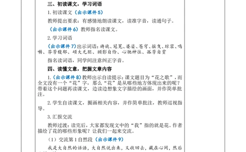 4花之歌优质版教案_25秋1-6年级语文上册课件教案_25秋统编版语文六年级上册_统编版语文六年级上册教学资源包（25秋七彩课堂）_1.第一单元_4花之歌_教案