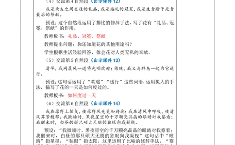 4花之歌优质版教案_25秋1-6年级语文上册课件教案_25秋统编版语文六年级上册_统编版语文六年级上册教学资源包（25秋七彩课堂）_1.第一单元_4花之歌_教案