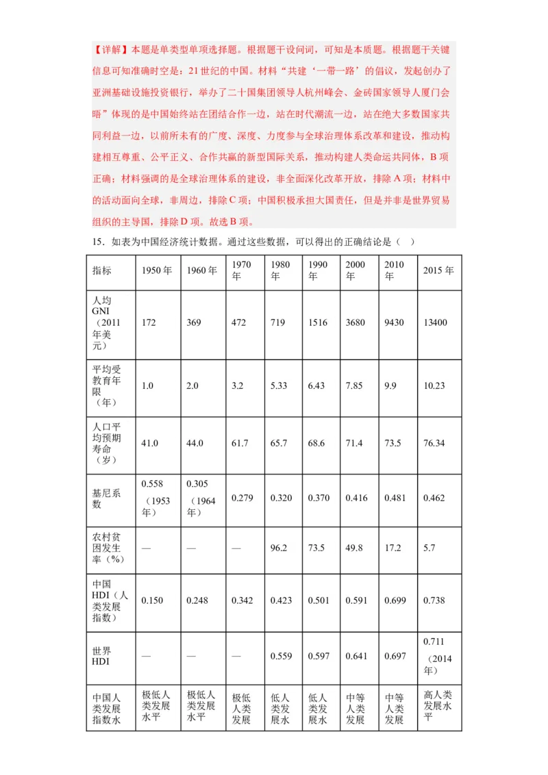 改革开放和社会主义现代化建设的巨大成就专项练习--2024届高三历史统编版二轮复习解析版_07高考历史_2024年新高考资料_2.2024二轮复习_2024届高三历史统编版二轮复习专项训练