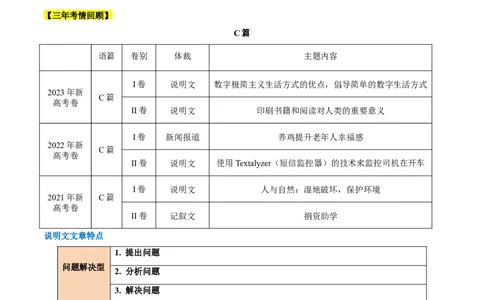 押新高考卷第28-31题阅读理解C篇说明文（原卷版）_03高考英语_2024年新高考资料_5.2024三轮冲刺_备战2024年高考英语临考题号押题（新高考通用）323011614